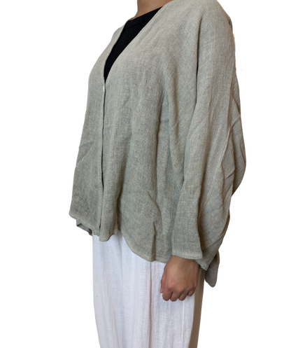Linen One Button Cardigan Overtop