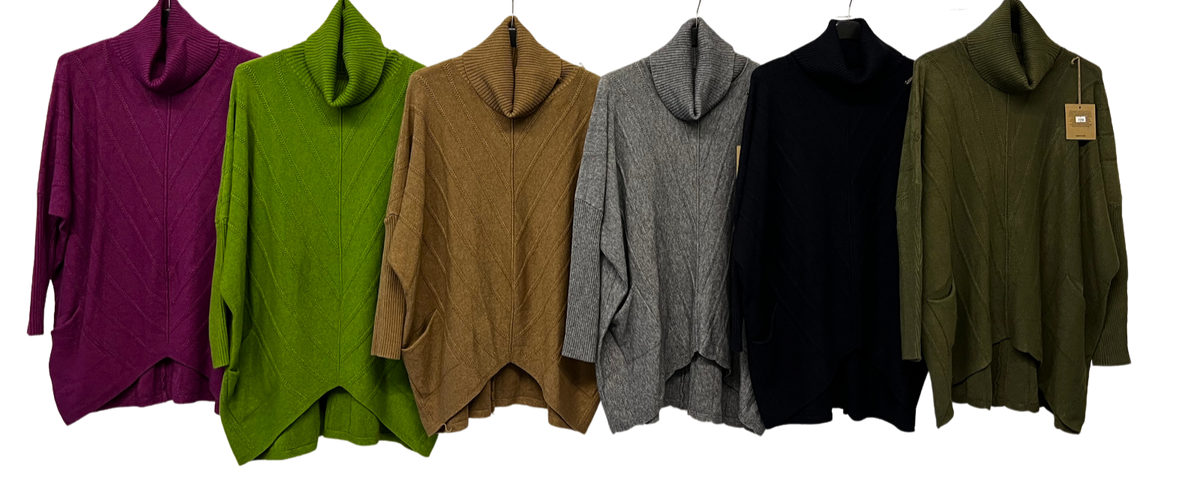 Brand New Womens Ladies Italian Cowl Neck V Shape Design Pocket Jumper