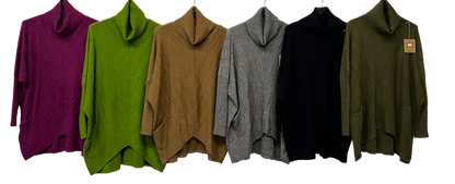 Brand New Womens Ladies Italian Cowl Neck V Shape Design Pocket Jumper