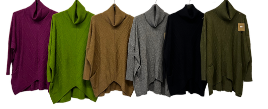 Brand New Womens Ladies Italian Cowl Neck V Shape Design Pocket Jumper