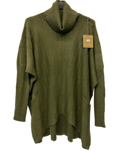 Brand New Womens Ladies Italian Cowl Neck V Shape Design Pocket Jumper