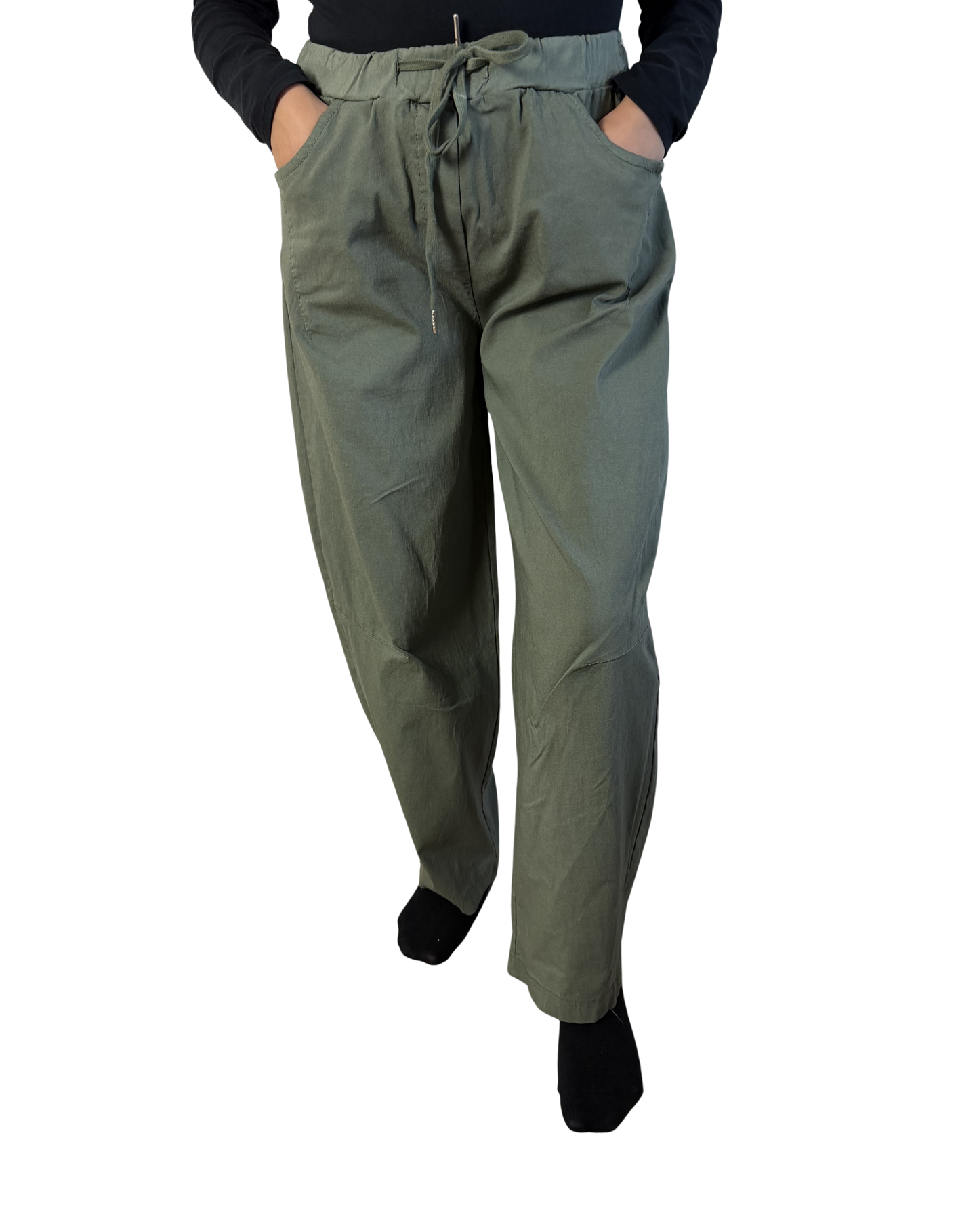 Barrel Fit Wide Leg Trousers