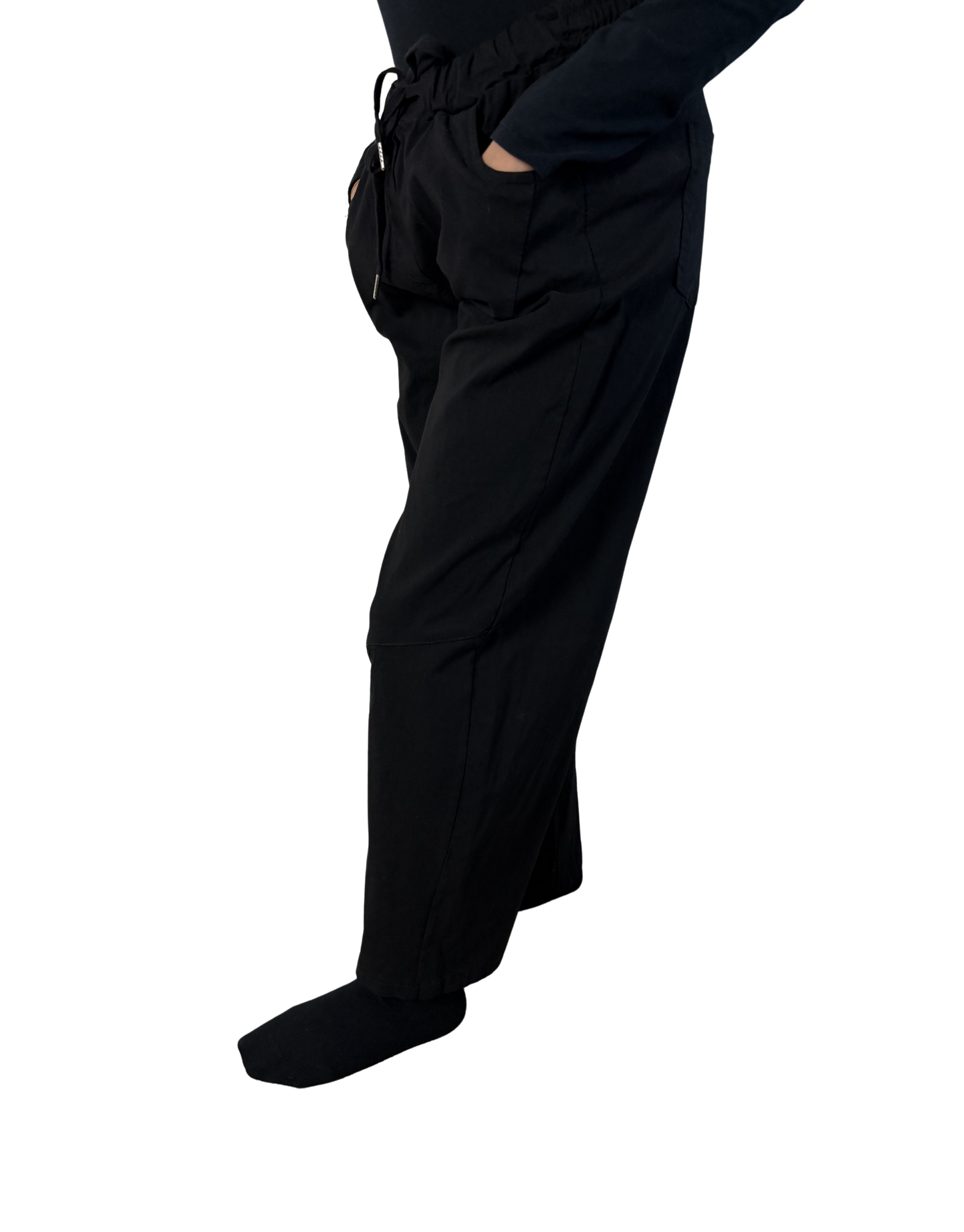 Barrel Fit Wide Leg Trousers