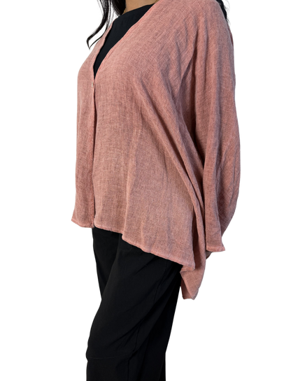 Linen One Button Cardigan Overtop