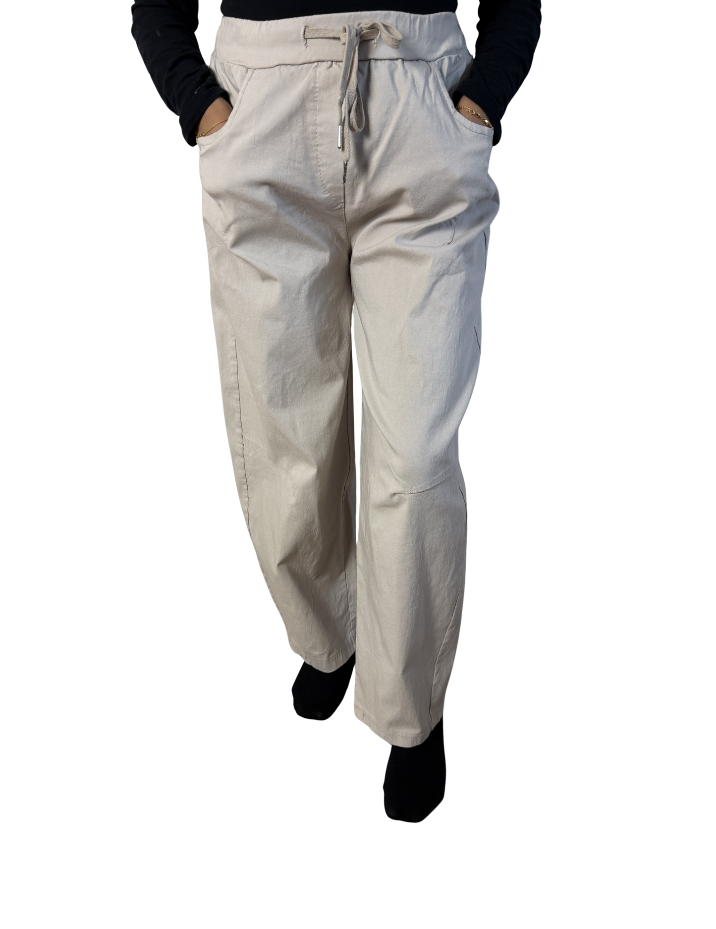 Barrel Fit Wide Leg Trousers