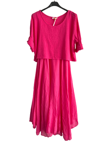 Brand New Womens 2 Piece Lightweight Long Maxi Dress with Over Crop Top