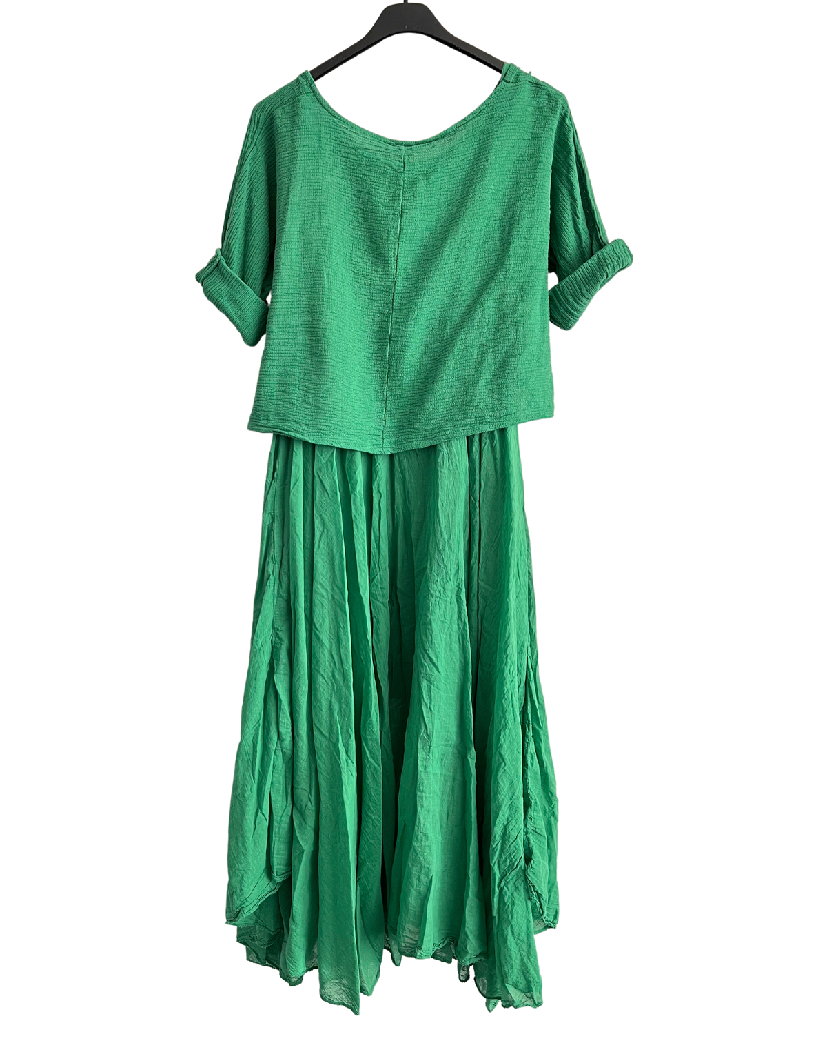 Brand New Womens 2 Piece Lightweight Long Maxi Dress with Over Crop Top
