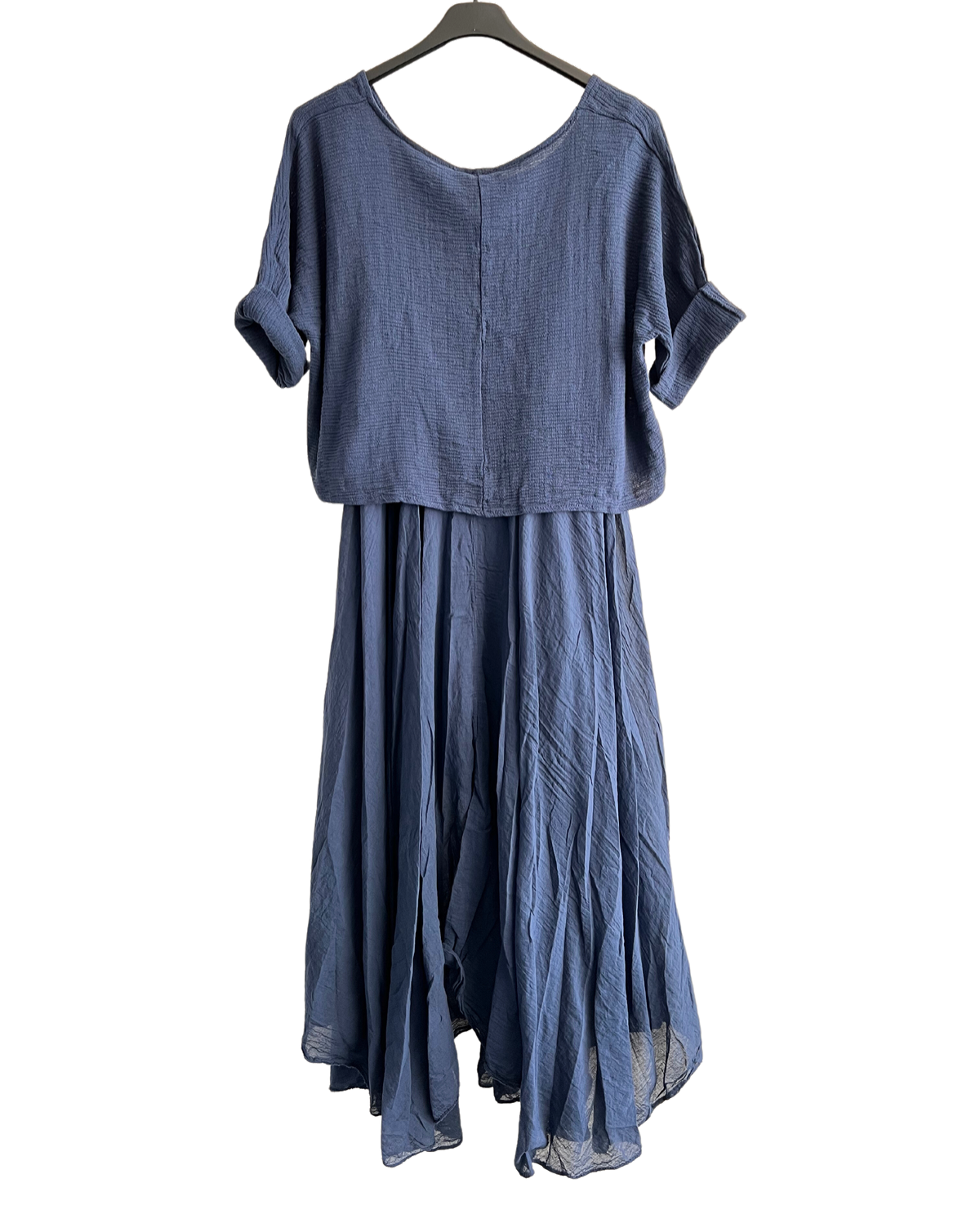 Brand New Womens 2 Piece Lightweight Long Maxi Dress with Over Crop Top