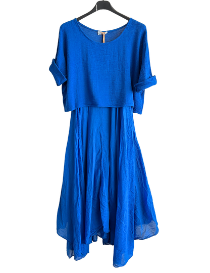 Brand New Womens 2 Piece Lightweight Long Maxi Dress with Over Crop Top
