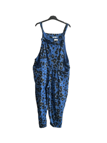 Brand New Womens Lagenlook 2 Pocket Animal Leopard Print Cotton Summer Dungarees