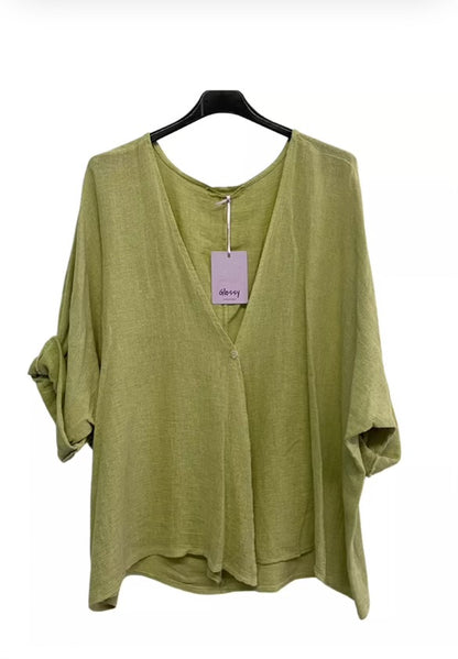 Womens Italian Overtop/ Cardigan Layering Linen One Button Long Sleeve Top