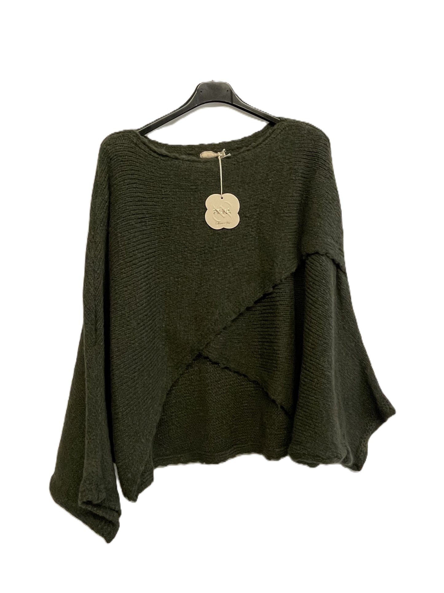 Ladies Italian Quirky Soft Chunky Knit Wrap Over Jumper With Batwing Sleeves