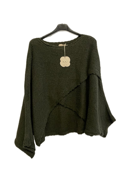 Ladies Italian Quirky Soft Chunky Knit Wrap Over Jumper With Batwing Sleeves