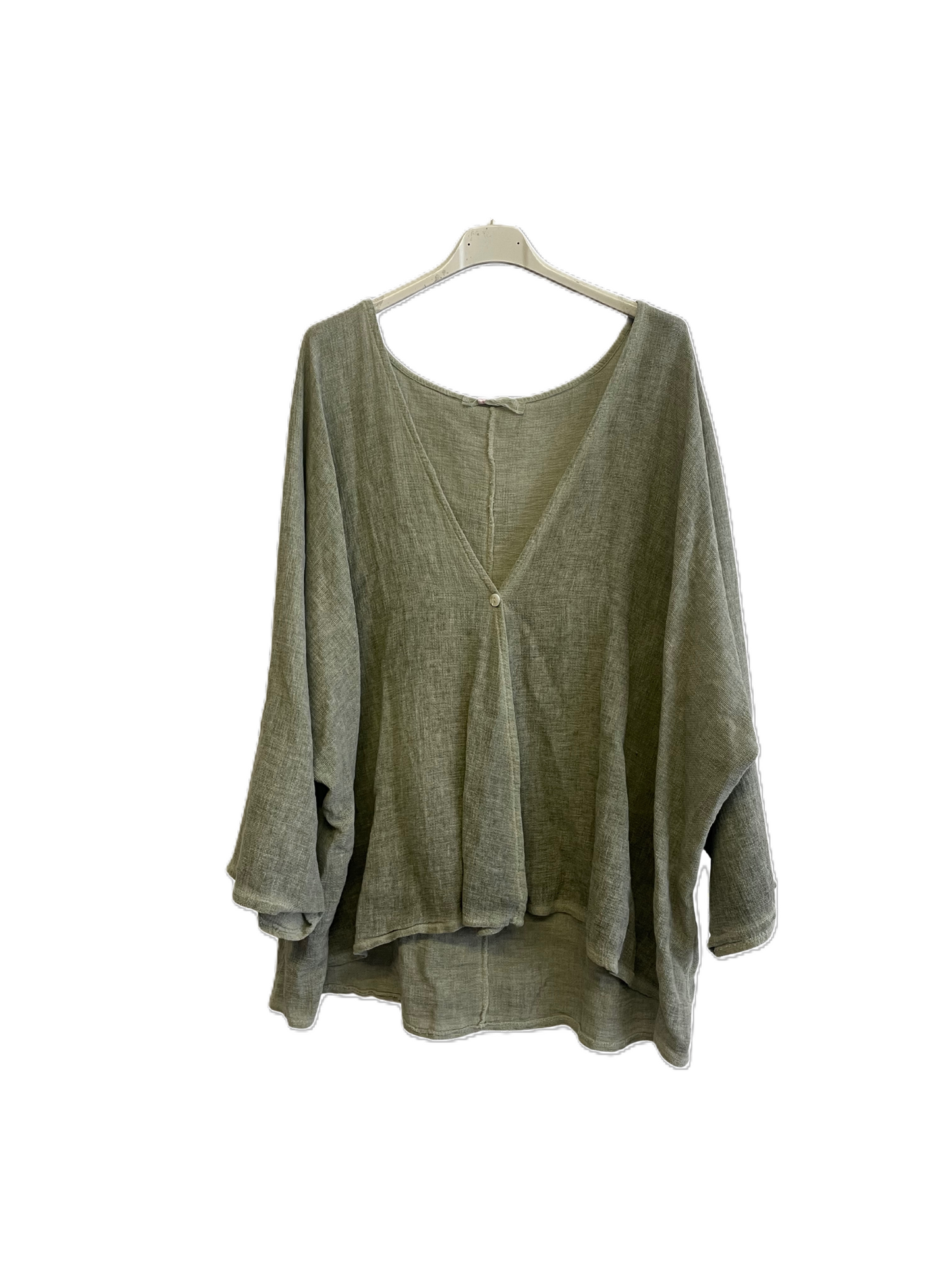 Womens Italian Overtop/ Cardigan Layering Linen One Button Long Sleeve Top