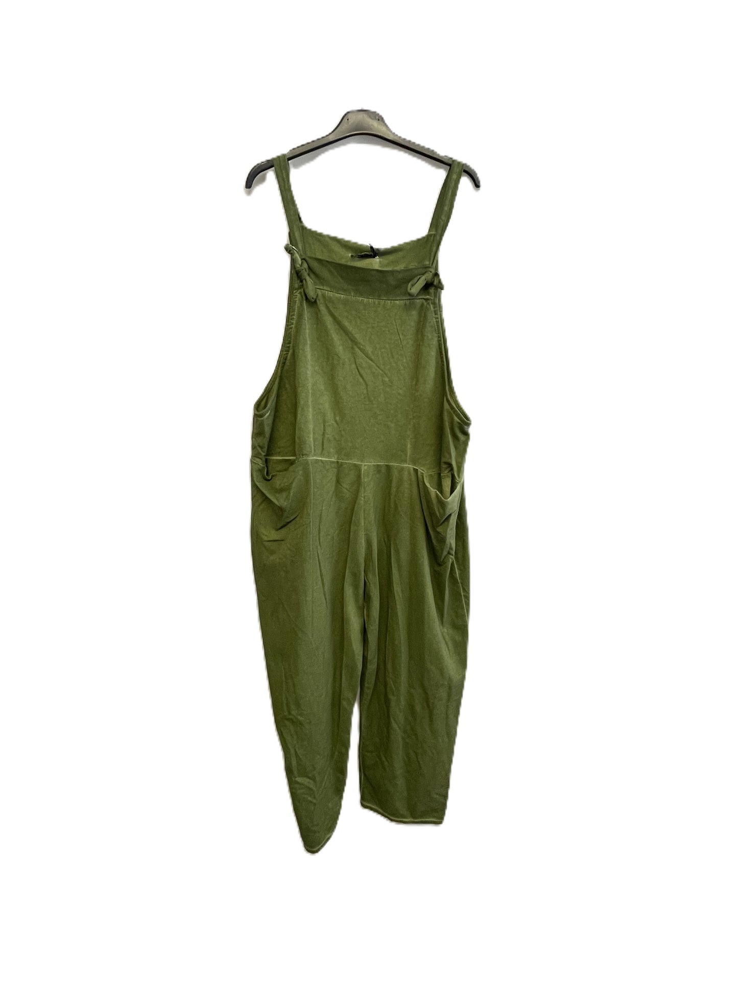 Ladies Italian Lagenlook Acid Washed Plain Jersey Casual 2 Pocket Dungarees
