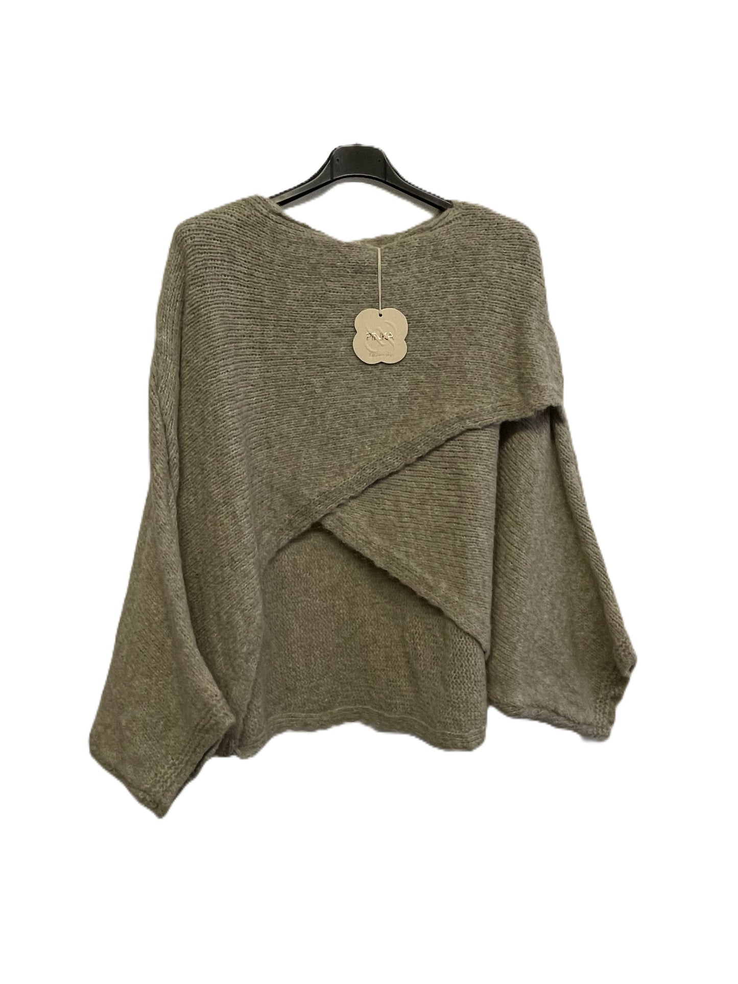 Ladies Italian Quirky Soft Chunky Knit Wrap Over Jumper With Batwing Sleeves