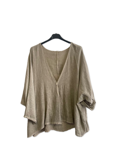 Womens Italian Overtop/ Cardigan Layering Linen One Button Long Sleeve Top