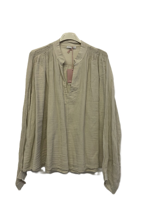 Brand New Ladies Lagenlook Scoop Neck Cotton Floaty Lightweight Top Tunic in Beige