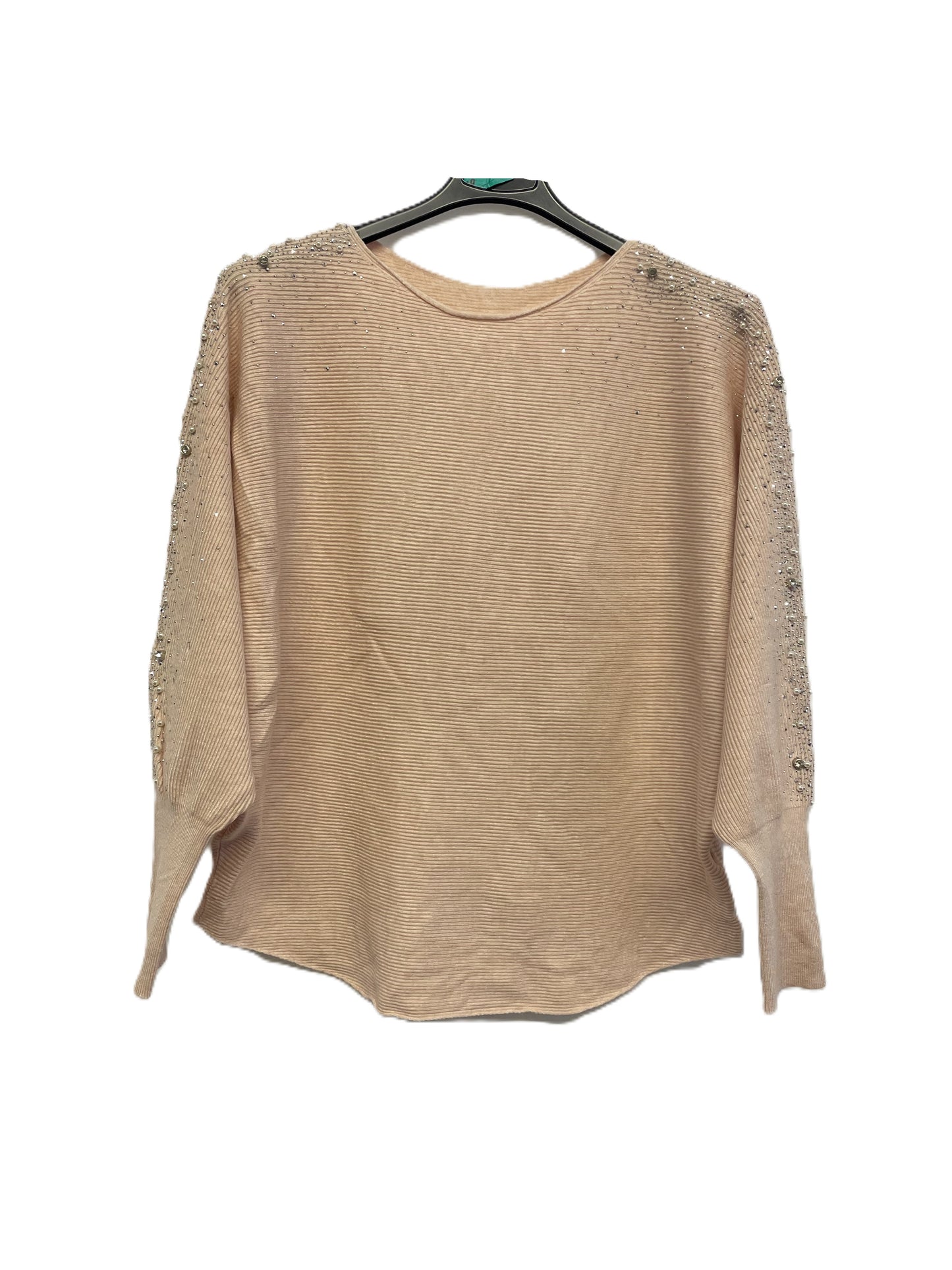 Brand New Womens Ladies Lagenlook Pearl Diamante Sparkly Batwing Sleeve Jumper
