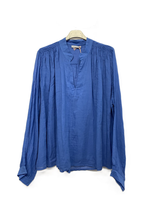 Brand New Ladies Lagenlook Scoop Neck Cotton Floaty Lightweight Top Tunic in Royal Blue