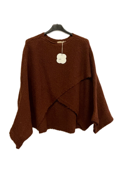 Ladies Italian Quirky Soft Chunky Knit Wrap Over Jumper With Batwing Sleeves