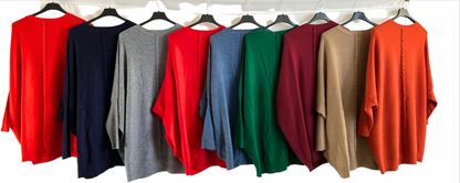 Brand New Womens Lagenlook Italian Plait Back Design 2 Pocket Jumper