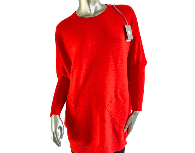 Brand New Womens Lagenlook Italian Plait Back Design 2 Pocket Jumper