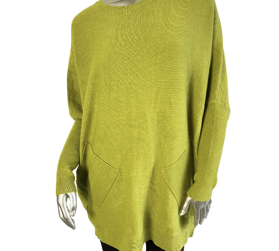 Brand New Womens Lagenlook Italian Plait Back Design 2 Pocket Jumper