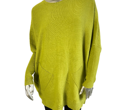 Brand New Womens Lagenlook Italian Plait Back Design 2 Pocket Jumper