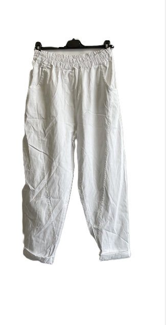 Ladies Italian Relaxed Fit Super Stretchy Washed Magic Trousers with Seam Detail