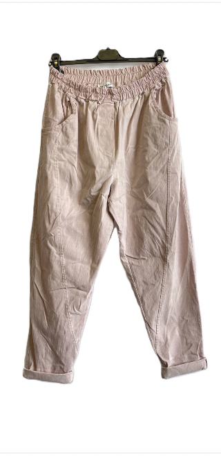Ladies Italian Relaxed Fit Super Stretchy Washed Magic Trousers with Seam Detail