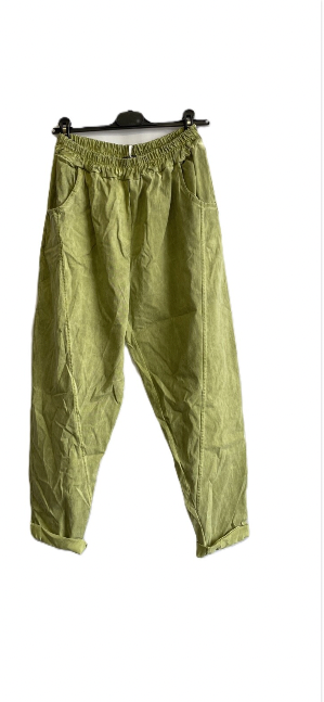 Ladies Italian Relaxed Fit Super Stretchy Washed Magic Trousers with Seam Detail