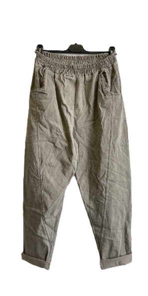 Ladies Italian Relaxed Fit Super Stretchy Washed Magic Trousers with Seam Detail
