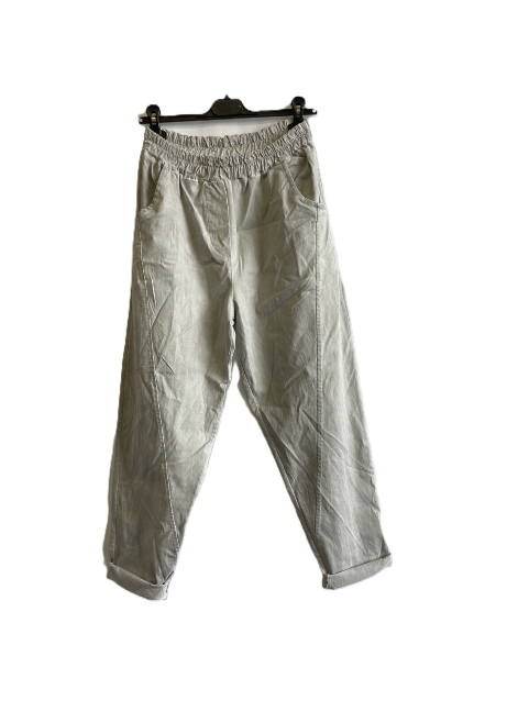 Ladies Italian Relaxed Fit Super Stretchy Washed Magic Trousers with Seam Detail