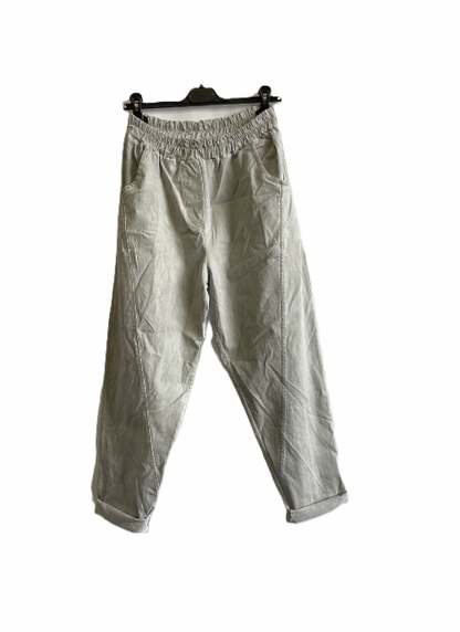 Ladies Italian Relaxed Fit Super Stretchy Washed Magic Trousers with Seam Detail