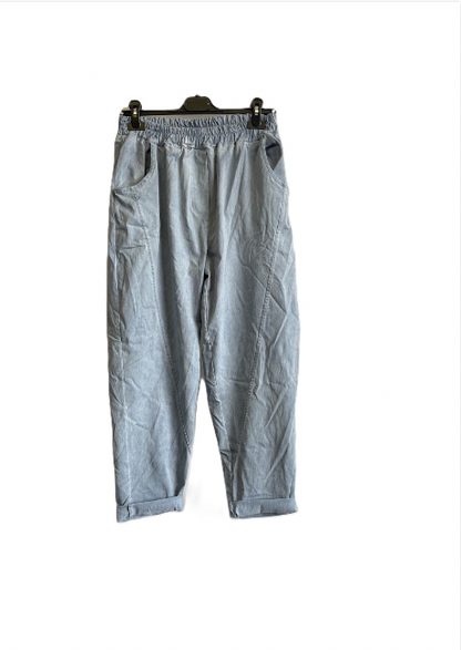 Ladies Italian Relaxed Fit Super Stretchy Washed Magic Trousers with Seam Detail
