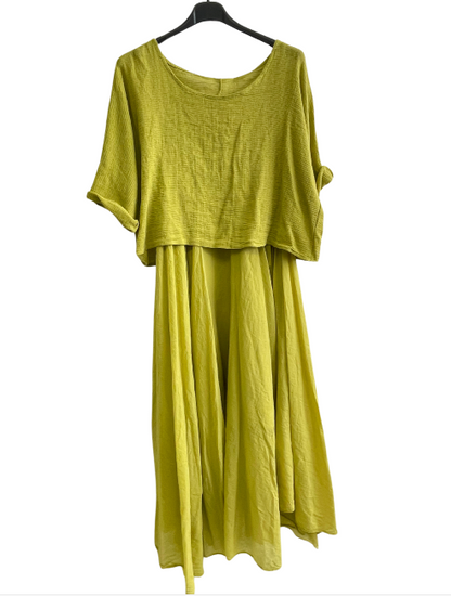 Brand New Womens 2 Piece Lightweight Long Maxi Dress with Over Crop Top