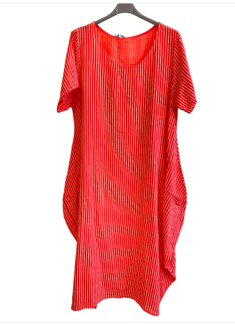 Lagenlook Stripe Cotton Summer Long Dresses