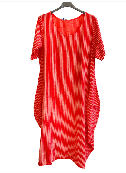 Lagenlook Stripe Cotton Summer Long Dresses