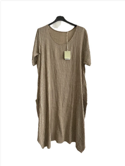 Lagenlook Stripe Cotton Summer Long Dresses