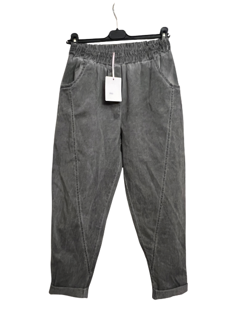 Ladies Italian Relaxed Fit Super Stretchy Washed Magic Trousers with Seam Detail