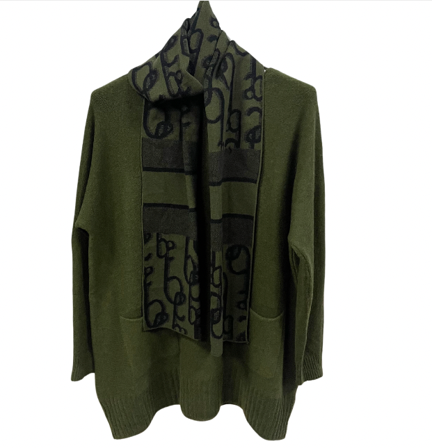 Brand New Womens Italian Knitted Long Sleeved Matching Jumper and Scarf Set