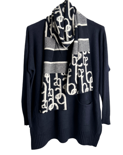 Brand New Womens Italian Knitted Long Sleeved Matching Jumper and Scarf Set