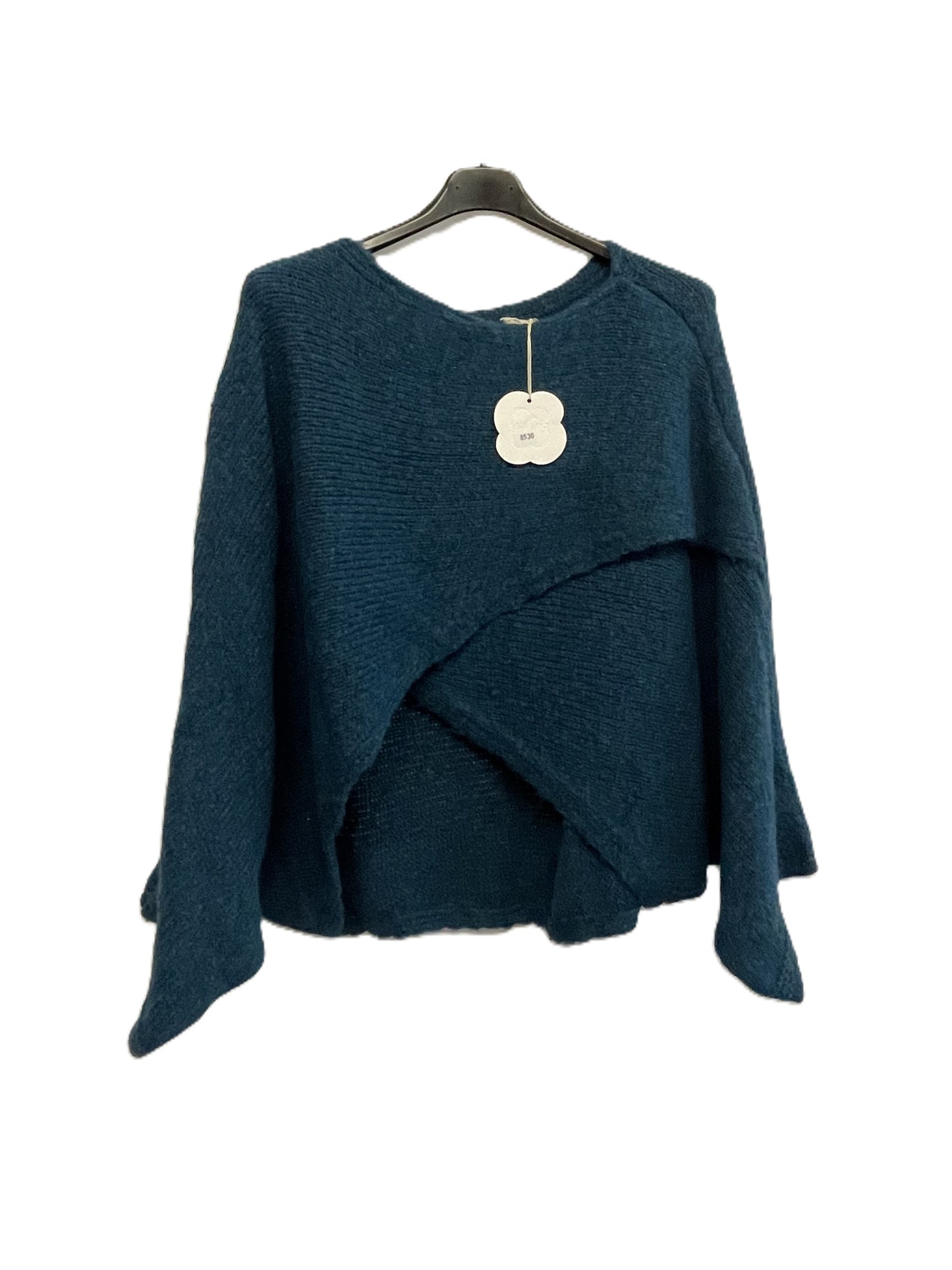 Ladies Italian Quirky Soft Chunky Knit Wrap Over Jumper With Batwing Sleeves