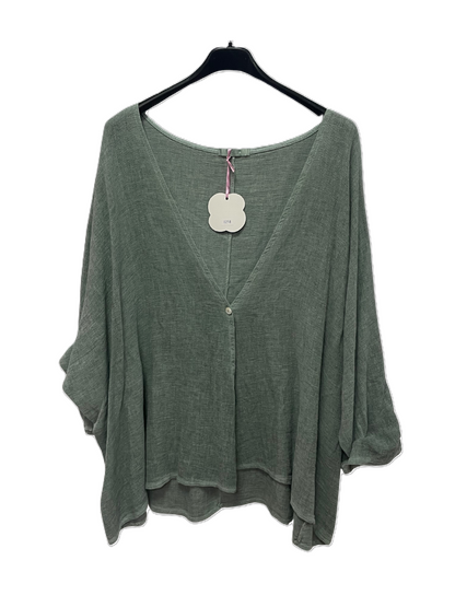 Womens Italian Overtop/ Cardigan Layering Linen One Button Long Sleeve Top