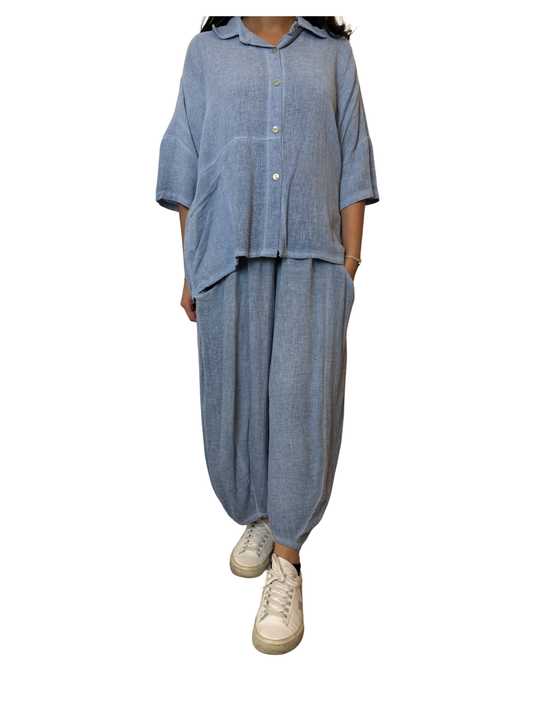 Linen Blend Co-Ord Set – Shirt & Trousers