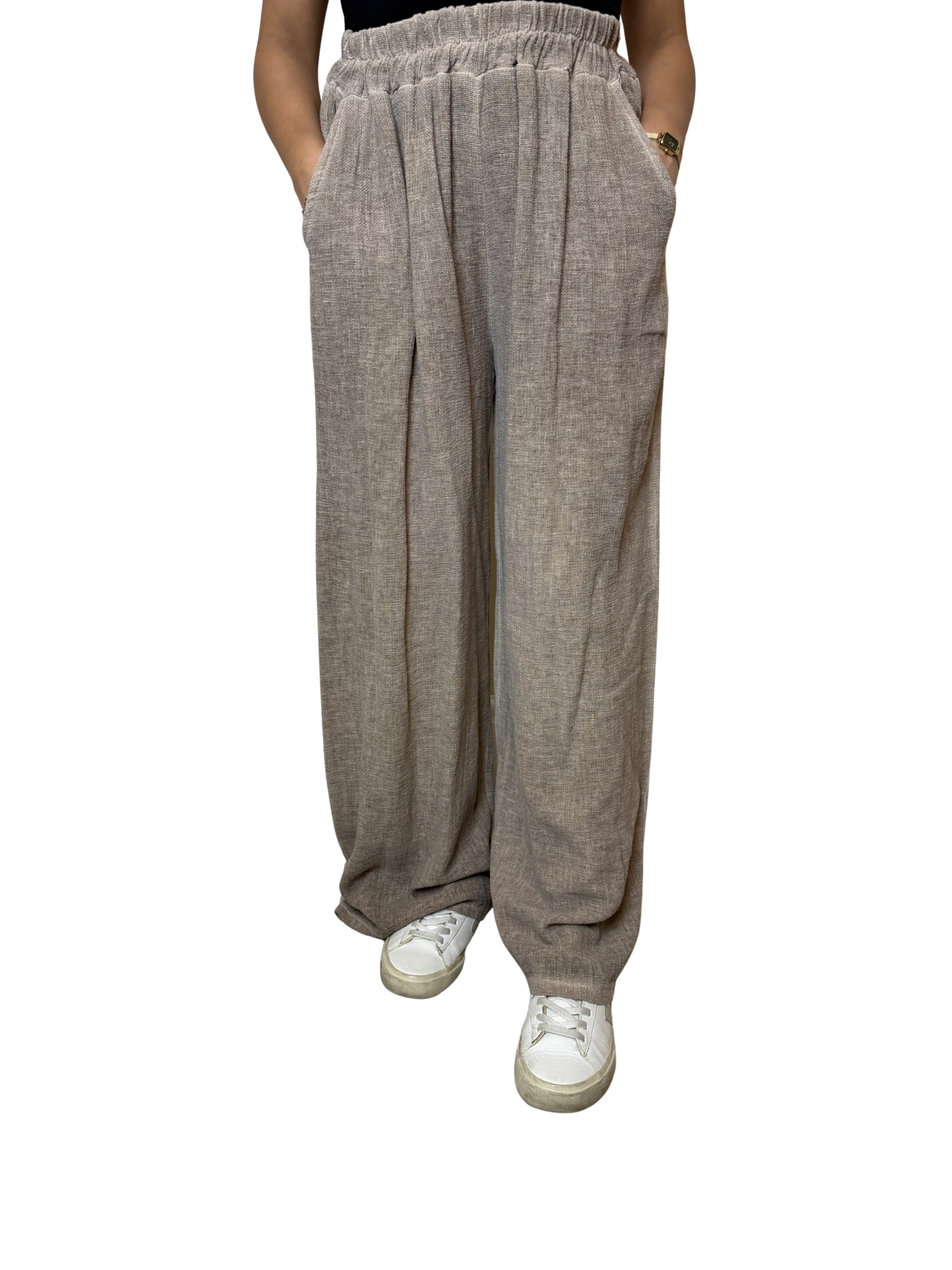 2 Pocket Wide Leg Linen Blend Trousers