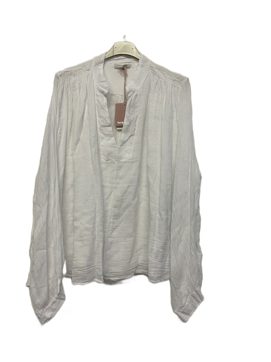 Brand New Ladies Lagenlook Scoop Neck Cotton Floaty Lightweight Top Tunic in White
