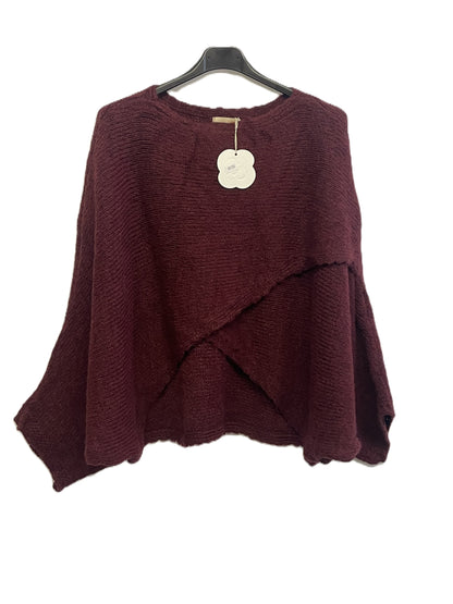 Ladies Italian Quirky Soft Chunky Knit Wrap Over Jumper With Batwing Sleeves