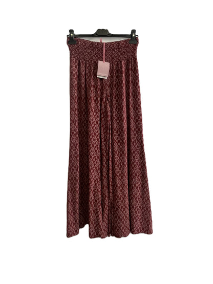 New Ladies Italian Leaf Print Wide Leg Elasticated Waist Summer Palazzo Trousers